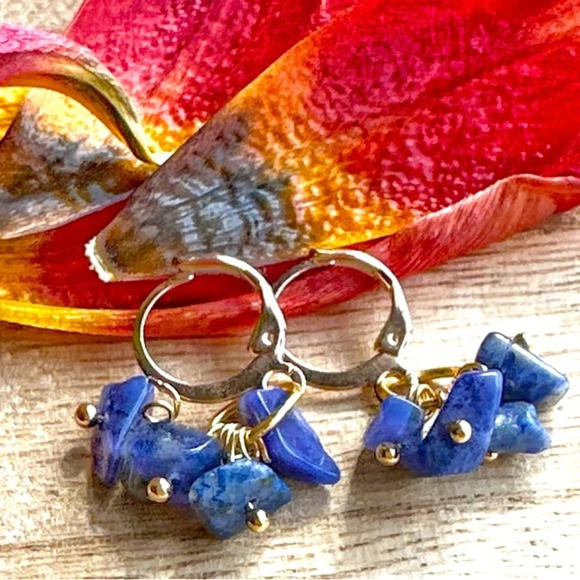 Alquimia Blue and Gold Earrings - Picture 1 of 5